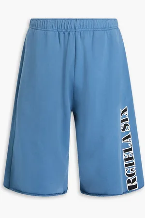 Maison Margiela Bedruckte Shorts aus Baumwollfrottee mit Tunnelzug - Blau - S