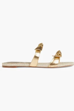 ALEXANDRE BIRMAN Clarita Espadrille-Pantoletten aus Metallic-Leder mit Schleife - Metallic - EU 35