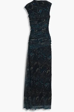 Nicholas Gerafftes Maxikleid aus Tüll mit Schlangenprint - - US 6