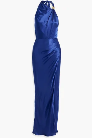Nicholas Neckholder-Maxikleid aus Satin mit Drapierung - Blau - US 2