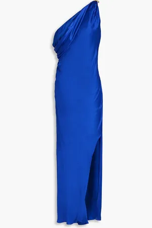 Nicholas Maxikleid aus Satin mit asymmetrischer Schulterpartie - Blau - US 8
