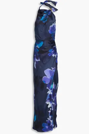 Nicholas Neckholder-Maxikleid aus Satin mit Print - Blau - US 4
