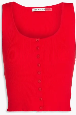 ALICE+OLIVIA Alice Olivia - Daryn geripptes Cropped Tanktop aus einer Baumwollmischung - - XL