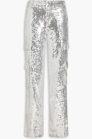 ALICE+OLIVIA Alice Olivia - Hayes Cargohose mit weitem Bein aus Tüll mit Pailletten - Metallic - US 8