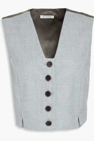 By Malene Birger Bettas Cropped Weste aus Tweed mit Satineinsatz - - DE 32