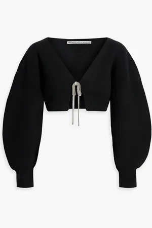 Alexander Wang Cropped Cardigan aus einer Wollmischung mit Kristallverzierung - - S