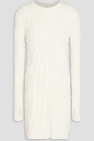 Helmut Lang Minikleid aus einer gerippten Baumwollmischung mit Cut-outs - Weiß - XXS