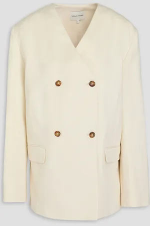 Loulou Studio Icha doppelreihiger Blazer aus Twill aus einer Baumwoll-Leinenmischung - Weiß - S