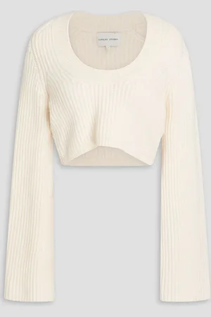 Loulou Studio Chante Cropped Pullover aus geripptem Kaschmir - Weiß - XL