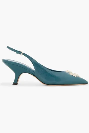 Tory Burch Eleanor Slingback-Pumps aus Leder mit Verzierung - Blau - US 6.5