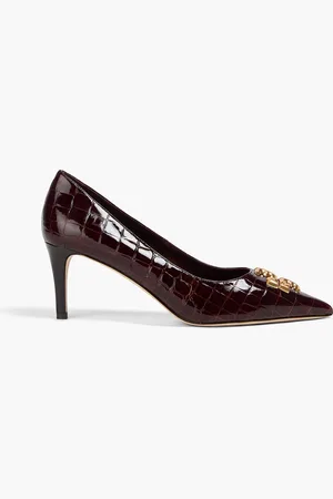 Tory Burch Eleanor Pumps aus Leder mit Krokodileffekt und Verzierung - Braun - US 11