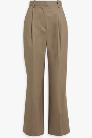 Loulou Studio Solo Hose mit weitem Bein aus Twill aus einer Wollmischung - Neutral - XL