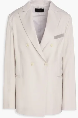 Fabiana Filippi Doppelreihiger Blazer aus Wolle mit Zierperlen - Grau - IT 44