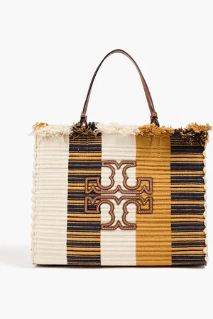 Tory Burch Ella gestreifte Tote Bag aus Canvas mit Fransen - Gelb - OneSize