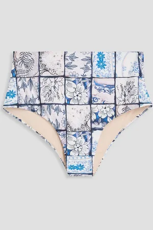 Agua by Agua Bendita Magenta hoch sitzendes Bikini-Höschen mit floralem Print - Weiß - L