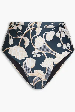 Agua by Agua Bendita Magenta hoch sitzendes Bikini-Höschen mit floralem Print - Blau - S