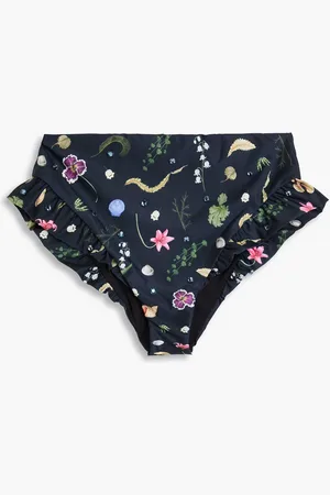 Agua by Agua Bendita Hoch sitzendes Bikini-Höschen mit Print und Rüschen - Blau - XS