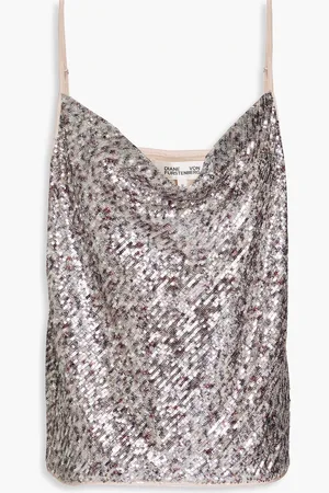 Diane von Furstenberg Berlin drapiertes Top aus Tüll mit Pailletten - Metallic - XXS
