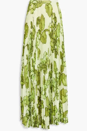 Etro Maxirock aus plissiertem Chiffon mit floralem Print - Grün - IT 42