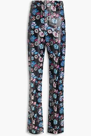 Isabel Marant Bilirokia floral-print leather straight-leg pants - - FR 36