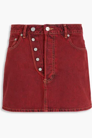 Ganni Minirock aus Denim - Burgunderrot - DE 40