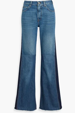 Chloé Hoch sitzende Schlagjeans in Patchwork-Optik - Blau - FR 46