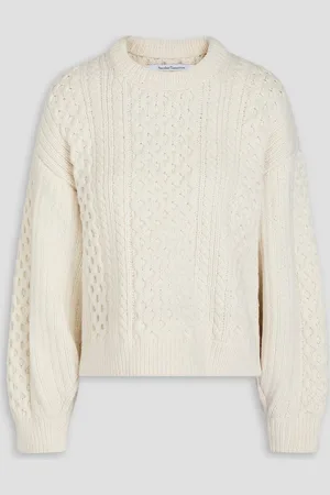 Another Tomorrow Wollpullover mit Zopfstrickmuster - Weiß - L