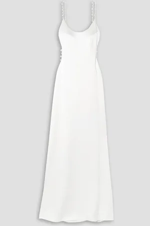 GALVAN Cove rückenfreies Maxikleid aus Satin mit Perlen - - FR 42