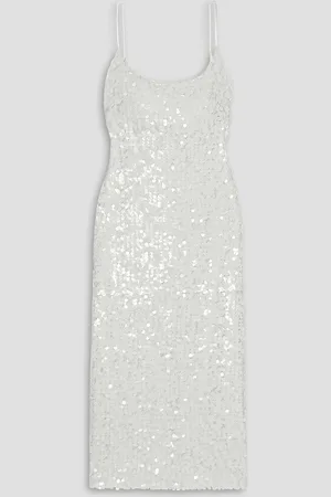 GALVAN Mykonos Midikleid aus Metallic-Tüll mit Pailletten - - FR 42
