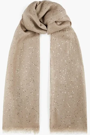 Brunello Cucinelli Schal aus Gaze aus einer Kaschmir-Seidenmischung mit Pailletten - Neutral - OneSize