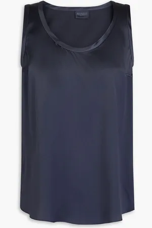 Brunello Cucinelli Tanktop aus Satin aus einer Seidenmischung - Blau - XS