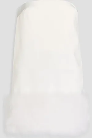 16Arlington Blaise trägerloses Minikleid aus Duchesse-Satin mit Federn - - UK 6