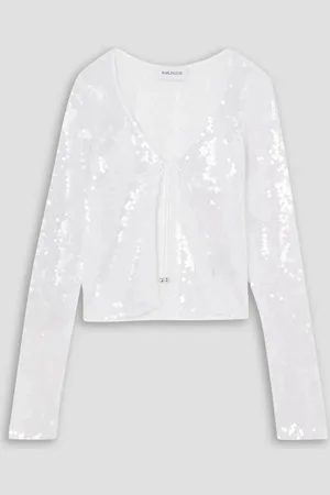 16Arlington Solaria Cardigan aus Stretch-Tüll mit Pailletten - Weiß - UK 10