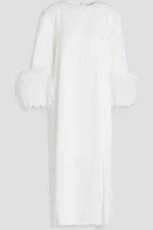 16Arlington Billie Midikleid aus Crêpe mit Federn - - UK 10