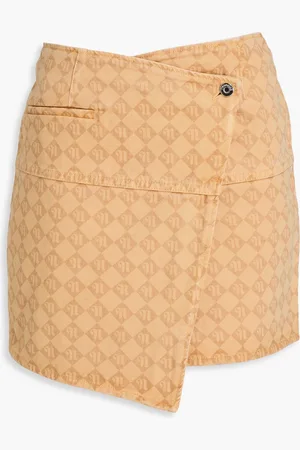 Nanushka Asymmetrischer Mini-Wickelrock aus Denim mit Print - Neutral - S