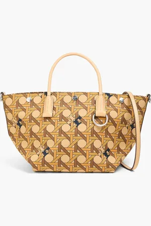 Tory Burch Bedruckte Tote Bag aus Twill mit Lederbesatz - Neutral - OneSize