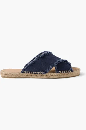Castaner Palmera Espadrille-Pantoletten aus Canvas mit Fransen - Blau - EU 35
