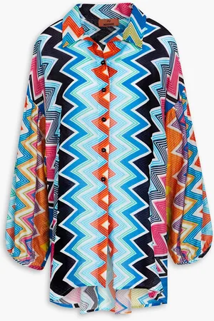 Missoni Bedrucktes Hemd aus einer Baumwoll-Seidenmischung - Blau - L