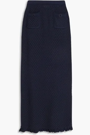 Sandro Midirock aus Jacquard-Strick mit Rüschen - Blau - FR 38