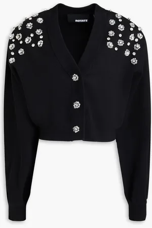 ROTATE Cropped Cardigan aus einer Baumwoll-Kaschmirmischung mit Verzierung - - DE 40