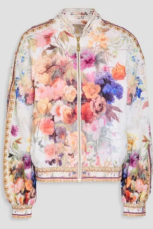 Camilla Bomberjacke aus Leinen mit floralem Print und Verzierung - - XS