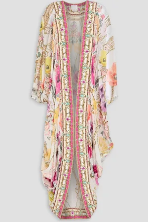 Camilla Cape aus Seiden-Voile mit Verzierung und Print - - ONESIZE