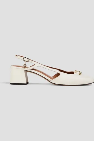 Maje Slingback-Pumps aus Leder mit Kettenverzierung - Weiß - EU 37