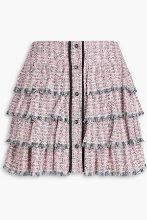 Maje Gestufter Minirock aus Metallic-Tweed - Pink - FR 36