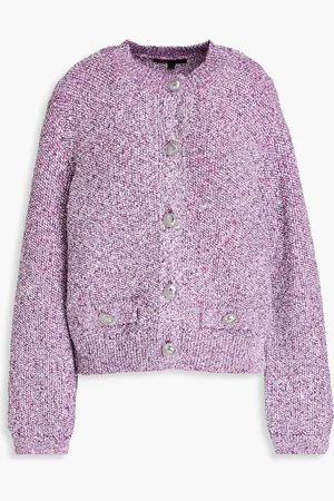 Maje Cardigan aus Bouclé-Strick mit Metallic-Effekt und Pailletten - Lila - 2