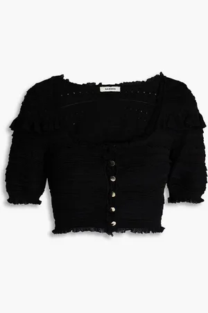 Sandro Cropped Oberteil aus Pointelle-Strick mit Rüschen - - 2