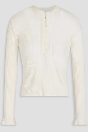 Another Tomorrow Pullover aus einer gerippten Merinowollmischung - Weiß - L