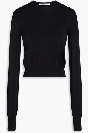 Another Tomorrow Cropped Pullover aus Stretch-Strick - - XS