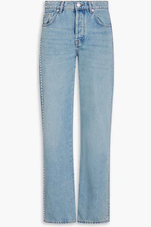 Maje Hoch sitzende Jeans mit geradem Bein und Nieten - Blau - FR 36