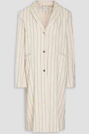 Loulou Studio Elata Mantel aus Twill mit Streifen - Weiß - L
